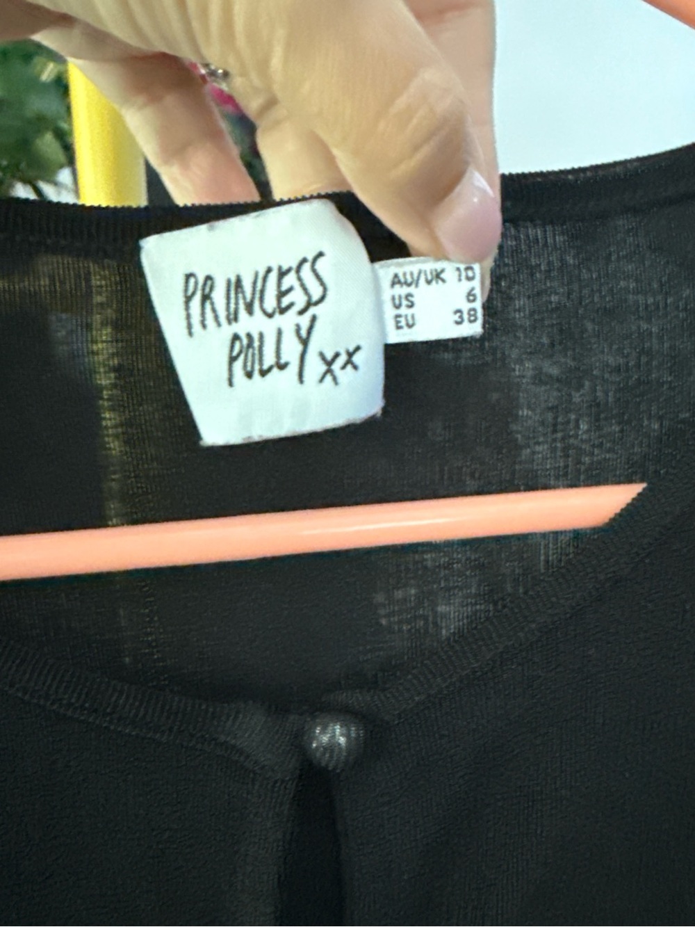 Princess Polly Black Single-Button Knit Cardigan